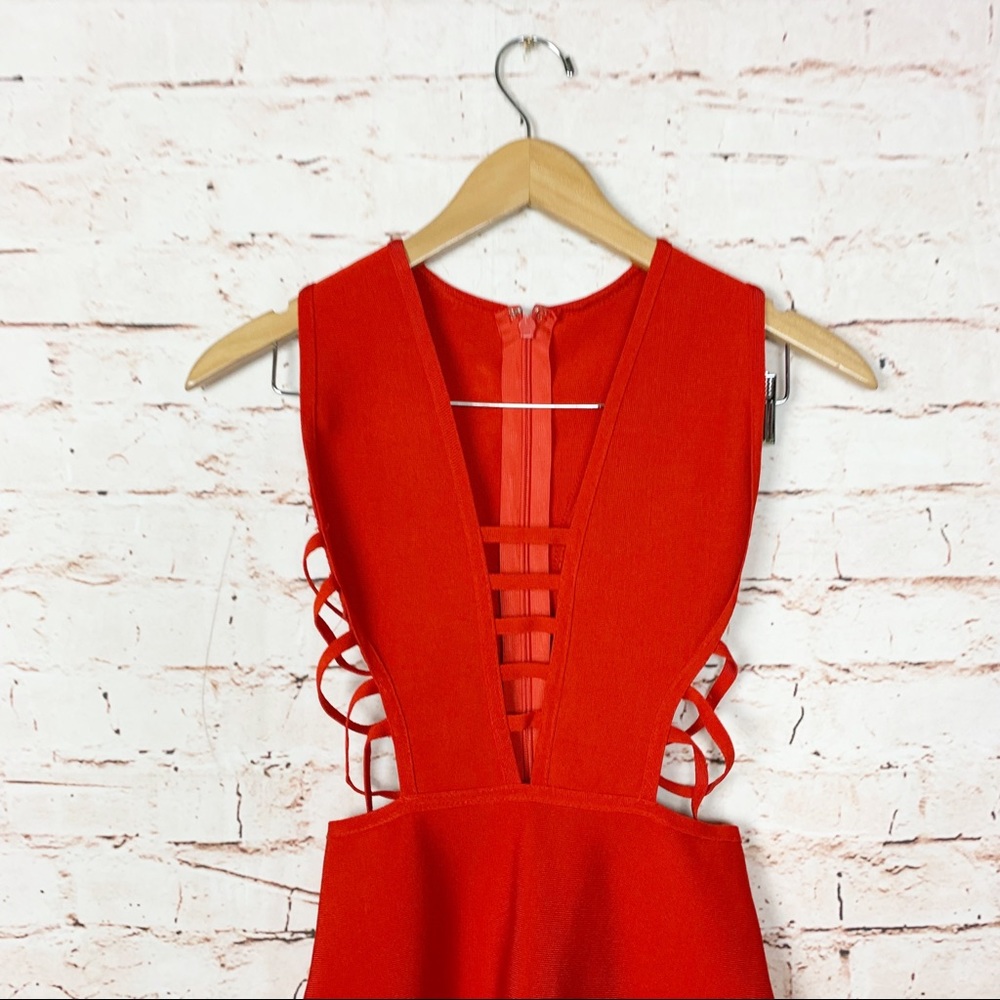 Miss Circle Red Daya Cutout Bandage Dress Small - Picture 4 of 11